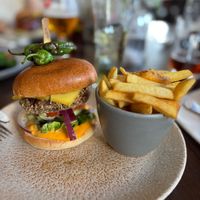 Chickpea burger | April 2025 at The Traveller's Rest in Caerphilly