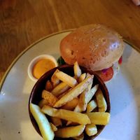 Moving mountains burger and chips (January 2023) at The Dormouse in York