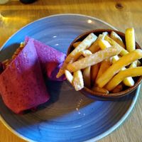 Jackfruit wrap and chips (January 2023) at The Dormouse in York