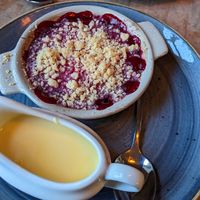 Vegan crumble and custard at The George & Dragon Inn in Apperley Bridge