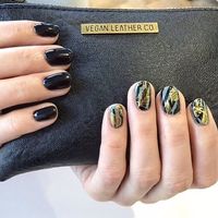 Builder gel set with stamp art at Lady Luxe Nails in Crows Nest