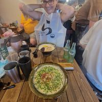 Free tea and this beautiful peace of paper for my clothing ☺️ at Kyoto Engine Ramen in Kyoto