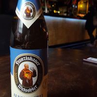 A non-non-alcoholic wheat beer my boyfriend ordered at the bar at Veganaes in Reykjavik