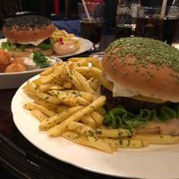 Seitanic burger and cheese balls - yummy! at Veganaes in Reykjavik