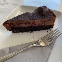 Vegan chocolate cake at Mestna Kavarna in Piran