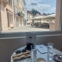 View from the coffee table inside at Mestna Kavarna in Piran