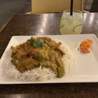 Vegan curry with (ok) Sri Lankan drink  at Sri Lankan Curry Bowl in Zagreb