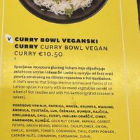 Vegan Menu  at Sri Lankan Curry Bowl in Zagreb
