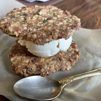 Ice cream sandwich with vanilla ice cream  at Vegan Cafe PQ's in Tokyo