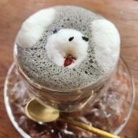 Wanchan (doggy) sesame latte at Vegan Cafe PQ's in Tokyo