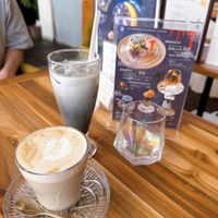 Goma-Latte & Coffee Latte  at Vegan Cafe PQ's in Tokyo