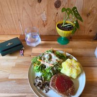 Hamburg Plate at Vegan Cafe PQ's in Tokyo