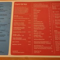 Menu and drinks at Cafe Kunst Haus in Vienna