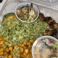 6 bowl! Bases:Avocado cauliflower rice and coconut ginger rice. Vegetables: vegan truffle potatoes and chickpeas. Protein: Double tofu (I got in separate containers to take home)  at Fresh Kitchen - Westshore in Tampa