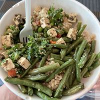 Tofu, brown rice, kale Caesar, and sesame green beans  at Fresh Kitchen - Westshore in Tampa
