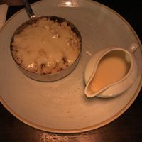Plum and damson crumble with custard   at Saxon Mill in Warwick
