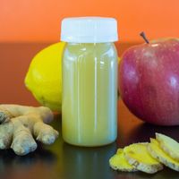 100% Organic Ginger Shot:
Ginger, Apple, Lemon at Raw Earth Juicery in Fresno