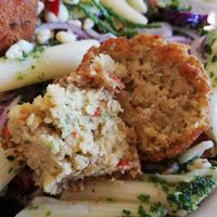 Close up of falafel at Café Fru Dax in Romo