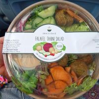 Vegan Falafel Tahini salad with sweet potatos at Dean & David - Hauptbahnhof in Munich