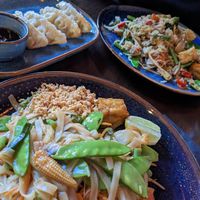 Gyoza and I don't remember the names of the other two. The rice and tofu dish was very nice. And the noodles were great when I added the gyoza sauce at Aroi in Kilkenny