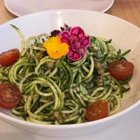 Raw spaghetti with pesto at Cor de Carxofa in Benicarlo