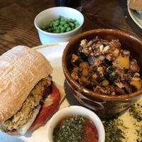 Average vegan burger, no vegan cheese. Oily sides at The Bugle Horn in Aylesbury