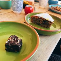 Raw brownie bite and carrot cake!  at Hullabaloo in Ipswich