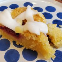 Raspberry Bakewell tart at Hullabaloo in Ipswich