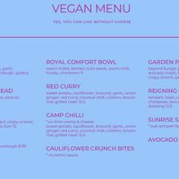 Vegan menu online at The Vic Café in Picton