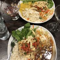 Sesame tofu and yellow curry..both fantastic ! at Wild Thyme Cafe in Kanab