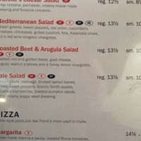 Menu at Frankie's Modern Diner in Victoria