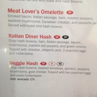 Menu items at Frankie's Modern Diner in Victoria