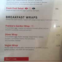 Menu items at Frankie's Modern Diner in Victoria