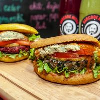 brown vegan burgers at Barcode Mitra in Zagreb