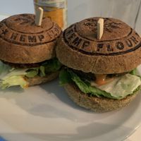 Mini burgers: green and brown  at Barcode Mitra in Zagreb