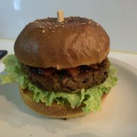 Small yellow burger at Barcode Mitra in Zagreb