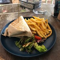 Falafel wrap with chips 😋 at PEK in Dover