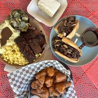Rib plate, cauli wings, dip sando, and spice cake   at The Wayside Cafe & Deli in Olympia