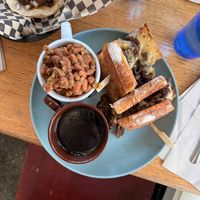The Dip and green chili beans  at The Wayside Cafe & Deli in Olympia