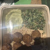 Bowl with avocado hummus, the quinoa tabbouleh salad, and falafel! at Planet Hummus in Venice