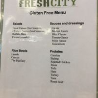Gluten free menu at Fresh City in Charlton