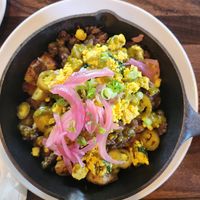 spicy hash with substitutions at Lucy's in Grand Rapids