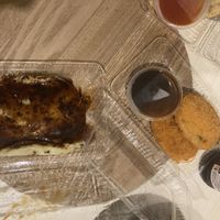 Okonomiyaki and potato croquettes  at Sushi Express in Belgrave