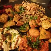 Here you can find: Mouhamara, Moujadara Libanezza, 
Moutabal, Khadra Mshakale, 
Patata Harra #Veganuary at Libanezza in Antwerpen