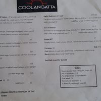 Menu at Coolangatta Cafe in South West London