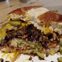 Cross section of vegan burger at Croxtons in Portsmouth