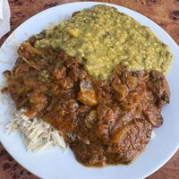 Mushroom, okra and spinach   at The Mosque Kitchen in Edinburgh
