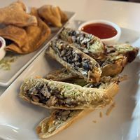 Vegan Crispy Veggie and Shitake Spring Roll  at Naviya's Thai Brasserie in Minneapolis