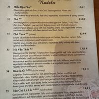 Menu of noodle dishes (excerpt).  at Mom's Creation - Friedrichshain in Berlin