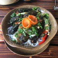 Rice Noodles with tofu mixture wrapped in special leaves. at Mom's Creation - Friedrichshain in Berlin